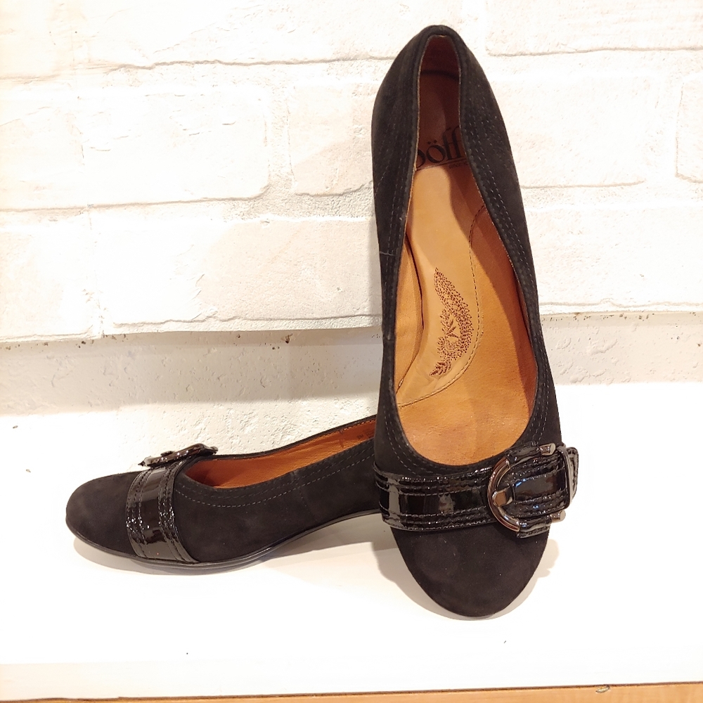 SOFFT Suede Wedge Buckle Loafer BLK